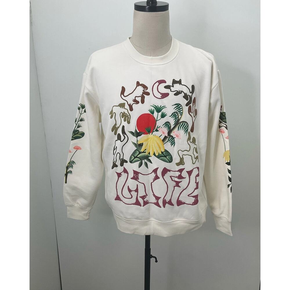 NWT Market Off-White & Floral Life Graphic Crewneck Sweatshirt Sz. L